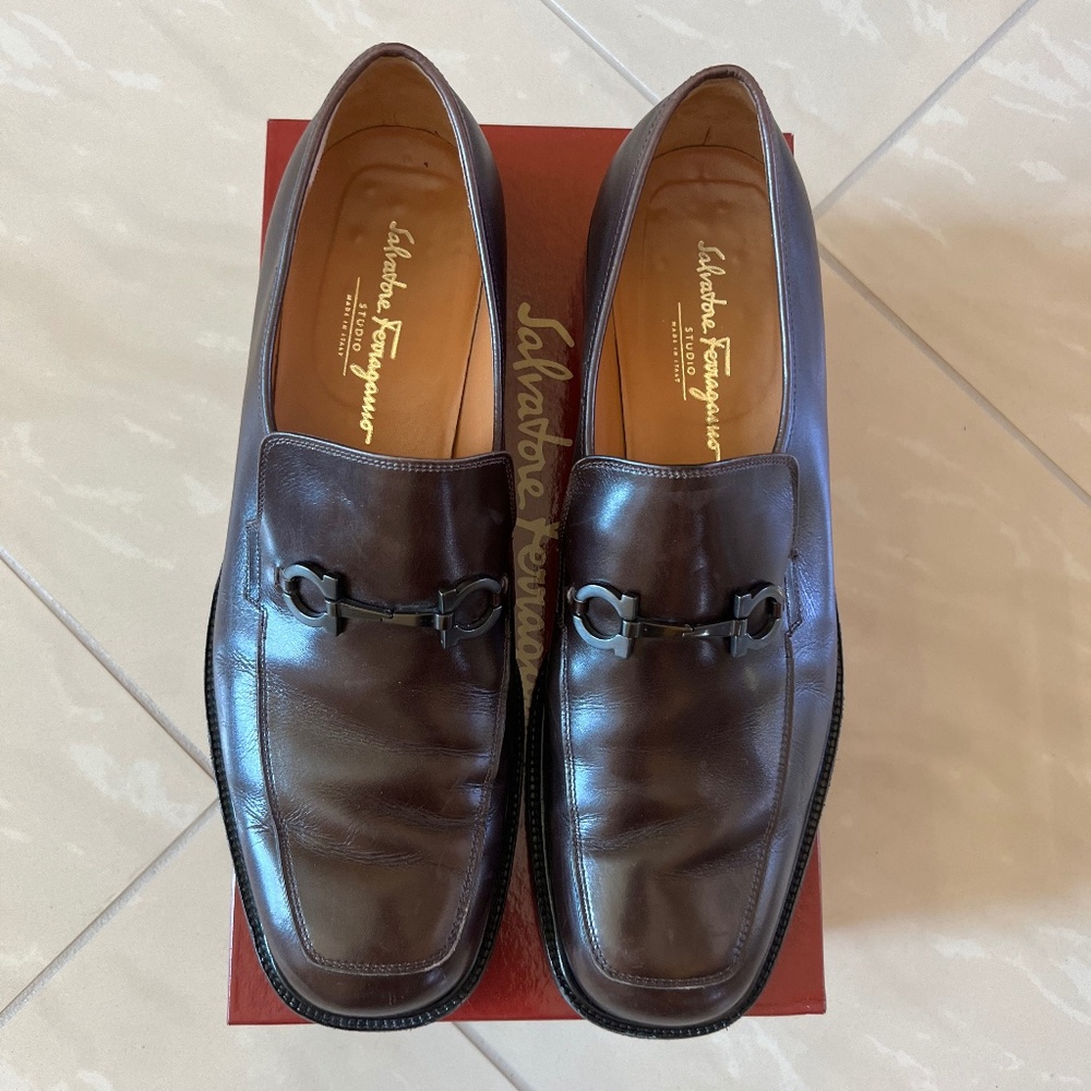 #2739 Salvatore Ferragamo Slip On Auburn Calf Caffe Trim size 13D